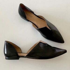 ANTONIO MELANI Noora Black Sleek Pointed Toe Leather Flats Size 11